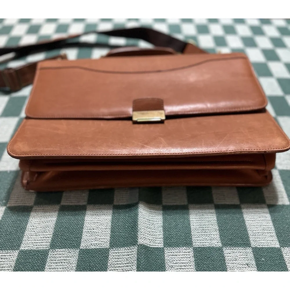 Hartmann Belting Leather Flapover Messenger‎ Double Gusset Briefcase Attache Nos